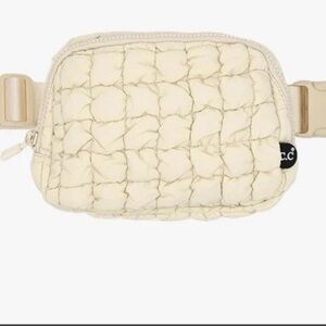🆕 C.C Quilted Puffer Beige Crossbody Fanny Pack Belt Bag